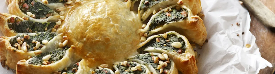 Spinaziebloem met ricotta en ham