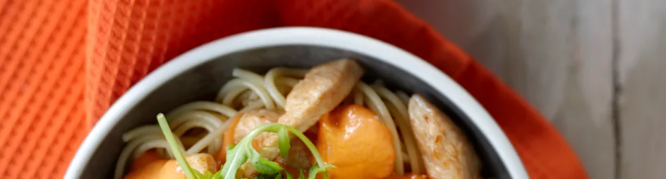 Spaghetti met kalkoen en tomaten-mascarponesaus