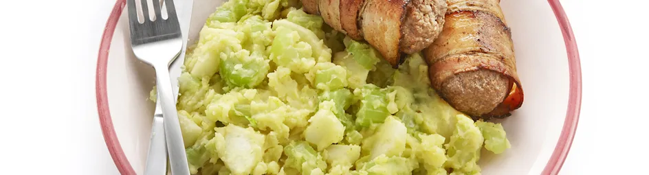 Selderijstamppot met katenvinken