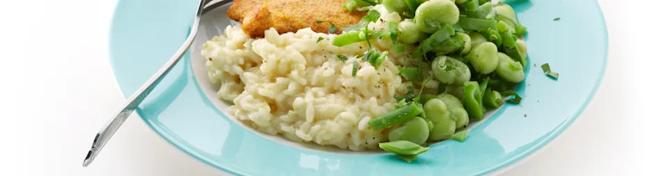 Kipschnitzel met mosterdrisotto