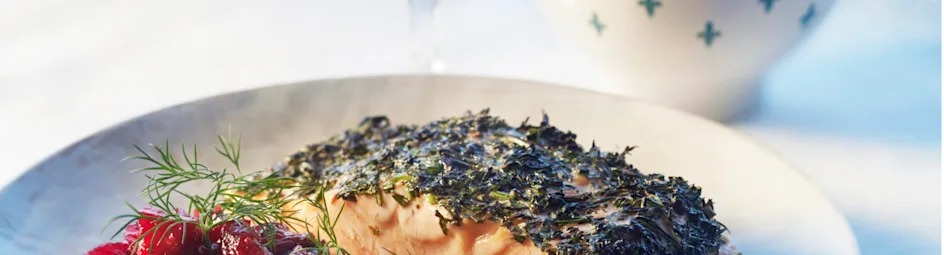 Geroosterde zalm met bietjes-cranberrychutney