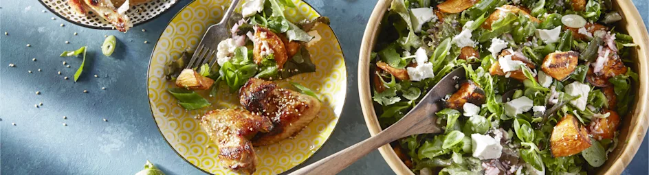 Salade van zoete aardappel met feta en koriander
