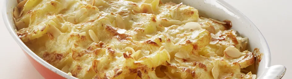 Aardappelgratin met amandel en gruyère