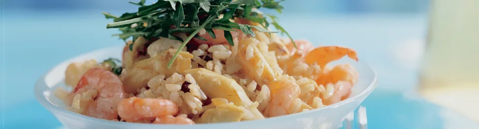 Risotto met asperges en garnalen