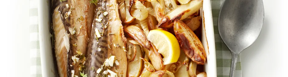 Makreel uit de oven met venkel en aardappel