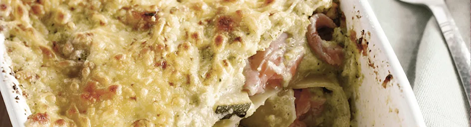 Lasagne met zalm en courgette