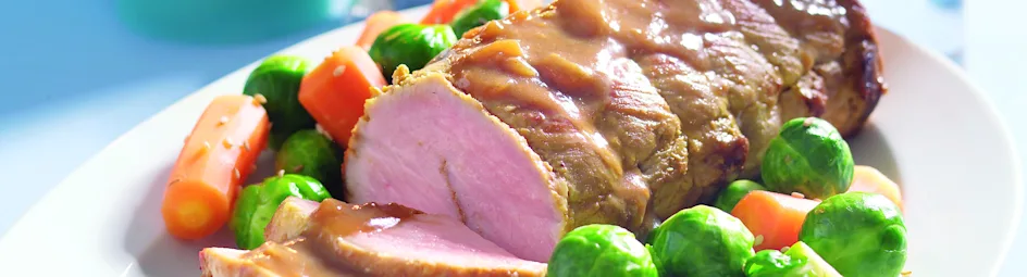 Langzaam gestoofde varkensrollade met bockbiersaus