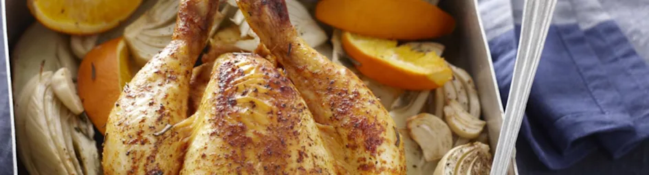 Kip uit de oven met sinaasappel en venkel