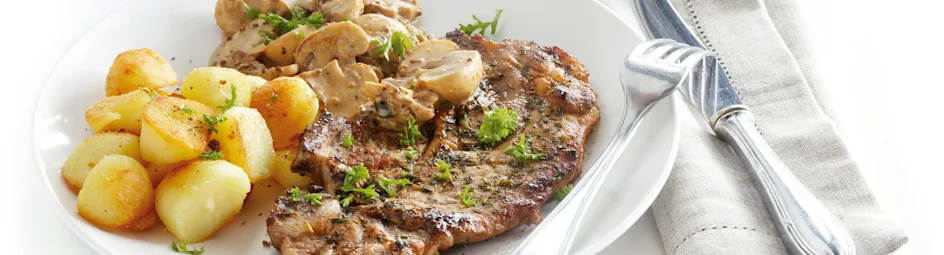 Gegrilde karbonade met champignonsaus