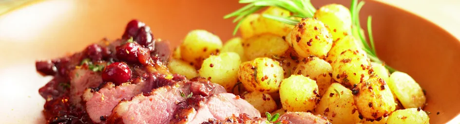 Eendenborst met jus van cranberry en rode wijn