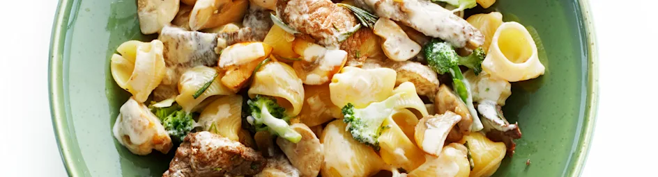 Romige biefreepjes met champignons