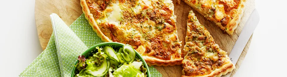 Quiche met zalm en garnalen