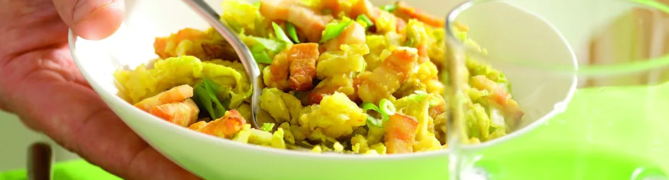 Chinese koolstamppot met spekjes