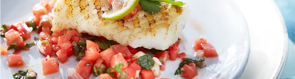 Kabeljauw met watermeloensalsa