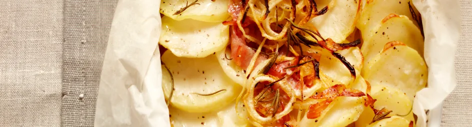 Aardappeltaart met rozemarijn en pancetta