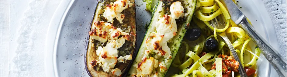 Gevulde groenten met walnootpesto en feta