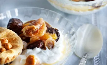 Yoghurthangop met vanille en gedroogd fruit