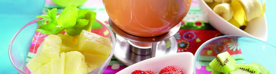 Witte chocoladefondue met fruit