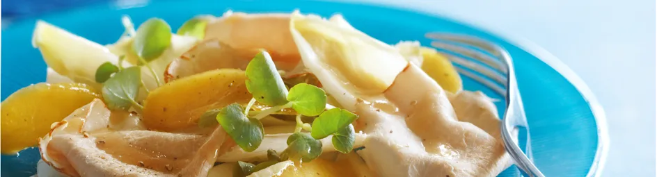 Witlofsalade met karamelappel en fricandeau
