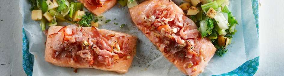 Wilde zalm met krokante ham