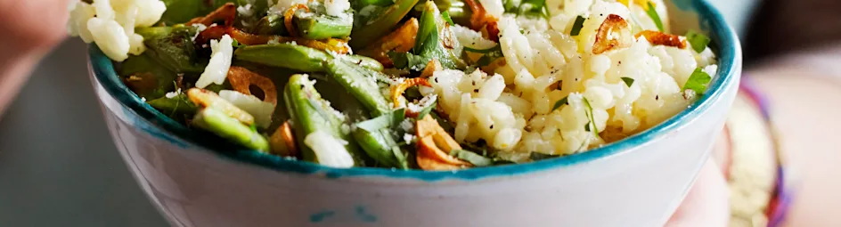 Risotto met snijbonen en knoflook