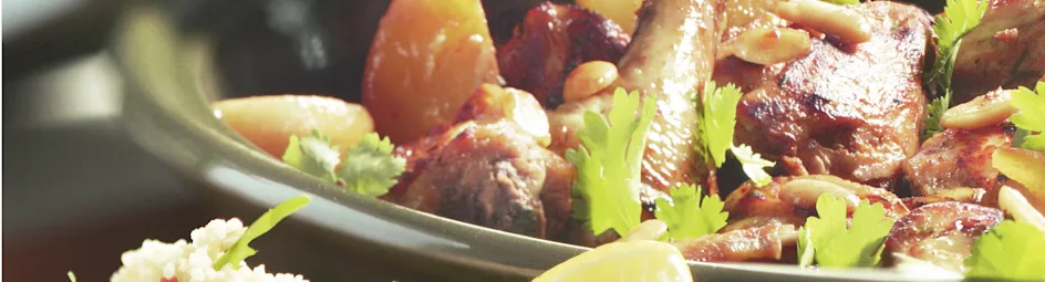 Tajine met kip, saffraan en peer