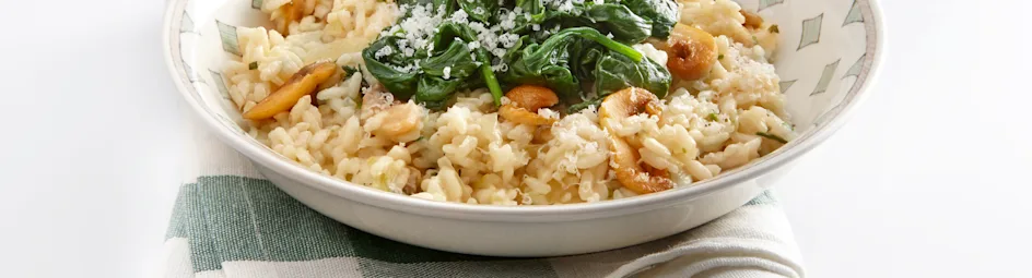 Risotto met champignons en spinazie