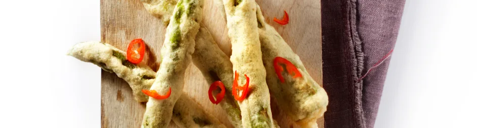 Krokante asperges met sojadip