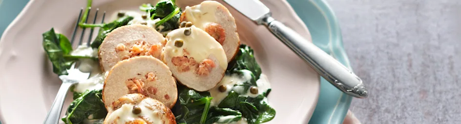 Kalkoenrollade met Hollandse garnalen