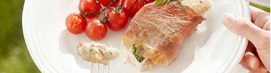 Kalkoenfilet met parmaham en basilicum