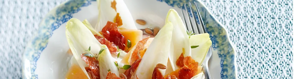 Cantaloupemeloen met krokante Parmaham