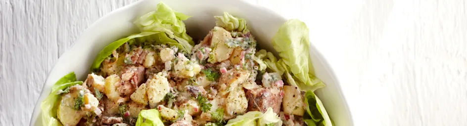 Aardappelsalade met ansjovis en sardines