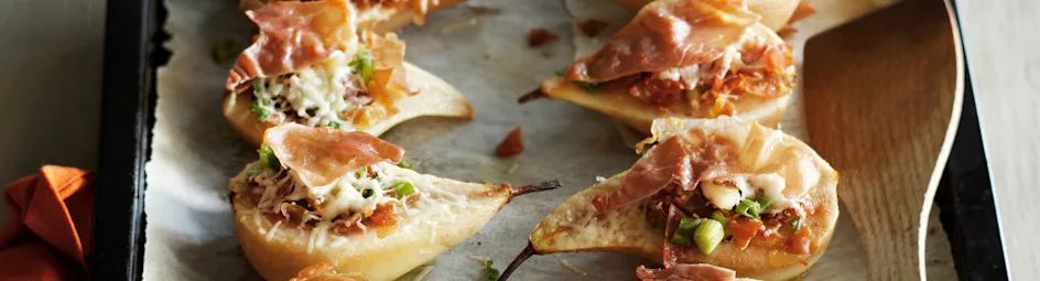 Peer met parmezaan en parmaham