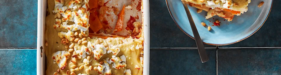Lasagne met pompoen en geitenkaas