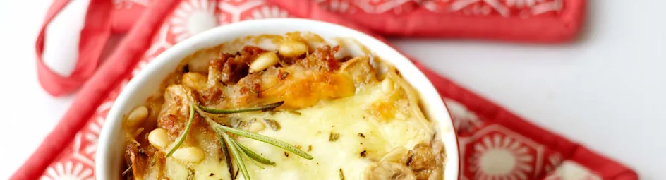 Lasagne met ragout van gehakt en champignons
