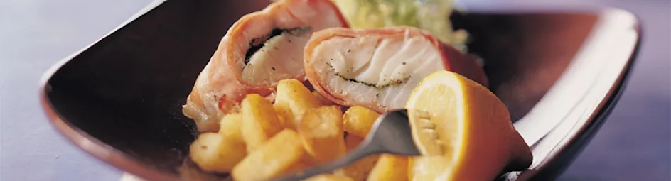 Kabeljauw in rauwe ham