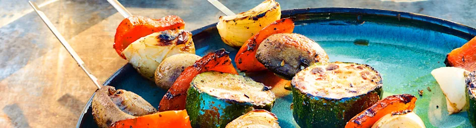 Groentenspies met ui, paprika, courgette en champignon