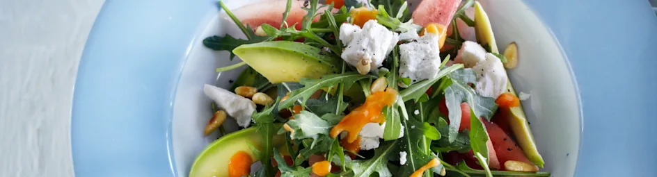 Geitenkaassalade met meloen en avocado