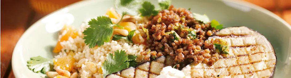 Gehakt met aubergine en couscous