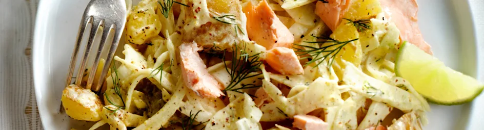 Aardappel-venkelsalade met zalm