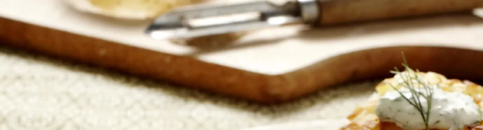 Rösti van gestoomde aardappel en gerookte zalm