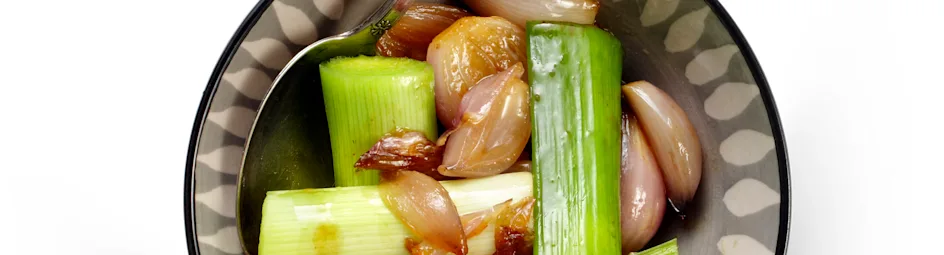 Zoete sjalotjes met prei