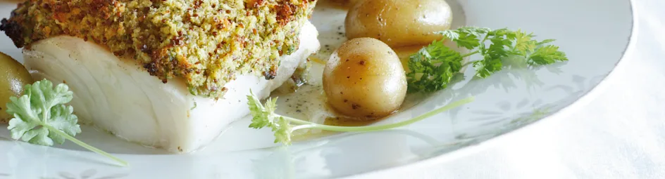 Kabeljauw met een mosterdkorstje