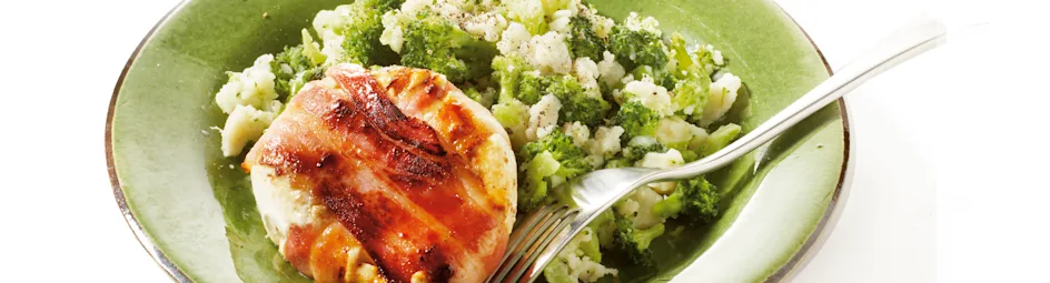 Lentestamppot met geitenkaaspakketjes