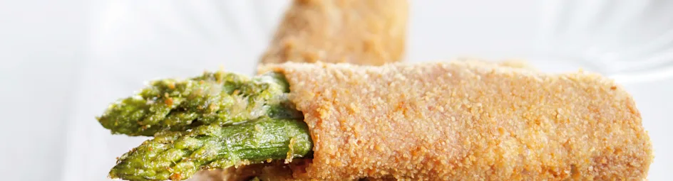 Krokante asperges met ham