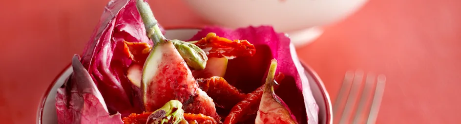Radicchio met ricotta, vijgen en pistachenoten