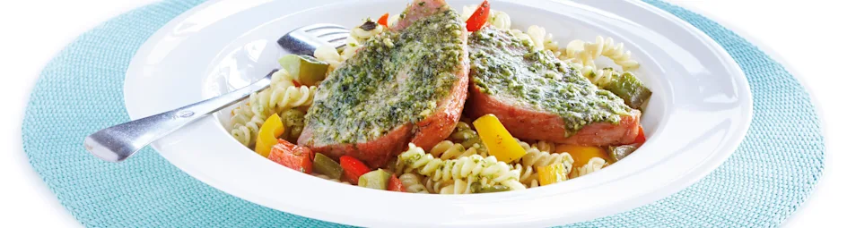 Lauwwarme pastasalade met beenham