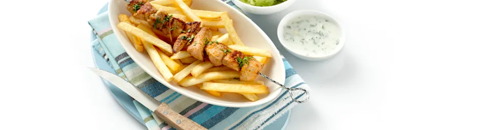 Varkensbrochette met peterseliesaus