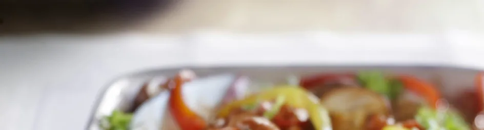 Bruine bonen met paprika en paddenstoelen