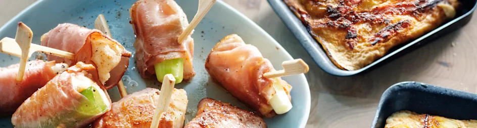 Visspiesje met rauwe ham en bosui